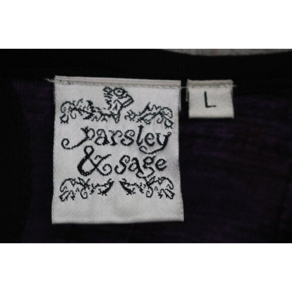 Parsley & Sage Purple and Black 3/4 Sleeve Dress-Size Large-BOHO-Whimsigoth - Picture 6 of 11